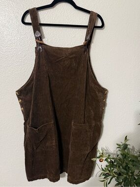 True Blue Brown Corduroy Shortalls Overalls 1X